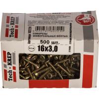 Универсальный саморез Tech-Krep 16х3,0 мм 500 шт желтый, коробка с окном 102224