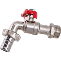 Кран водоразборный MasterProf 1/2", для умывальника дачного, со штуцером 15мм. ручка ИС.080033