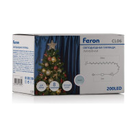 Гирлянда FERON CL06 230V, 200LED, 5000K, 14.4W, с контроллером, IP20, шнур 6м, 0.5мм 26733