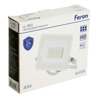 Светодиодный прожектор Feron 2835 SMD 30W 6400K IP65 AC220V/50Hz, белый с матовым стеклом, LL-920 29496