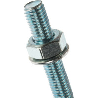 Болт Tech-Krep/Zitar DIN933 с шестигранной головкой, оцинкованный М10х100 + гайка + шайба 2 шт - пакет 136917