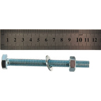 Болт Tech-Krep/Zitar DIN933 с шестигранной головкой, оцинкованный М10х100 + гайка + шайба 2 шт - пакет 136917