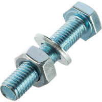Болт Tech-Krep/Zitar DIN933 с шестигранной головкой, оцинкованный М10х50 + гайка + шайба 2 шт - пакет 112726