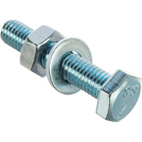 Болт Tech-Krep/Zitar DIN933 с шестигранной головкой, оцинкованный М10х50 + гайка + шайба 2 шт - пакет 112726