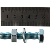 Болт Tech-Krep/Zitar DIN933 с шестигранной головкой, оцинкованный М10х50 + гайка + шайба 2 шт - пакет 112726