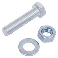 Болт Tech-Krep/Zitar DIN933 с шестигранной головкой, оцинкованный М12х50 + гайка + шайба 2 шт - пакет 136923