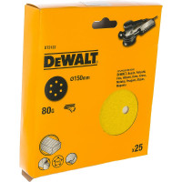 Шкурка шлифовальная 25 шт. для эксцентриковых шлифмашин (150 мм; К80; крепление на липучке) DEWALT DT 3133