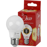 Светодиодная лампа ЭРА ECO LED A55-8W-827-E27, груша, теплый Б0032095