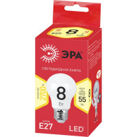 Светодиодная лампа ЭРА ECO LED A55-8W-827-E27, груша, теплый Б0032095