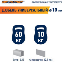 Универсальный нейлоновый дюбель ЕВРОПАРТНЕР PDU N 10х60mm, 500шт 87326
