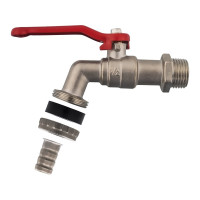 Водоразборный шаровой кран 1/2 латунь, никель QUATTRO ELEMENTI 246-425