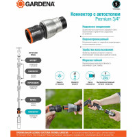 Коннектор с автостопом Premium 3/4" Gardena 18254-20.000.00