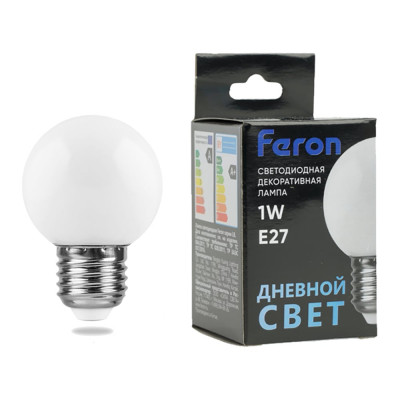 Светодиодная лампа FERON 1W 230V E27 6400K, LB-37 25115