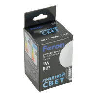 Светодиодная лампа FERON 1W 230V E27 6400K, LB-37 25115