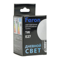 Светодиодная лампа FERON 1W 230V E27 6400K, LB-37 25115