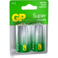Батарейки GP D / LR20 алкалиновые щелочные Super Alkaline, набор 2 шт (13AA21-BC2) 15783870