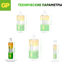 Перезаряжаемые аккумуляторы GP 270AAHC AA, емкость 2700 мАч - 4 шт. 270AAHC3/1RGY-2CRCB4 15783909