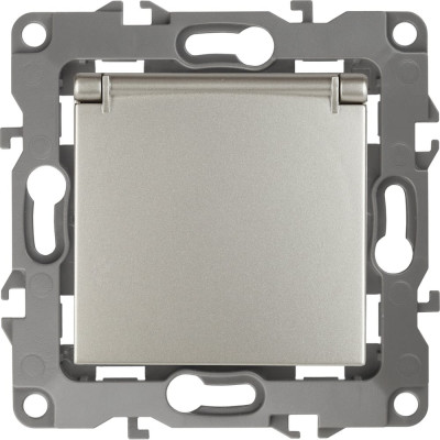 Розетка ЭРА 12-2103-15 2P+E Schuko со шторками с крышкой, 16A-250В, IP20, перламутр Б0019330
