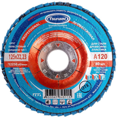 Круг лепестковый универсальный PROF (125х22 мм,  А120, 14А) D96100000P12582