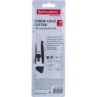 Нож 18 мм, роликовый фиксатор, резиновые вставки, блистер BRAUBERG 235402