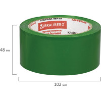 Клейкая лента BRAUBERG 48 мм х 66 м, упаковочная, ЗЕЛЕНАЯ, 45 мкм, 440073