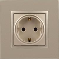 Розетка ЭРА Elegance 2P+E Schuko, 16A-250В, IP20, шампань 14-2101-04 Б0034268