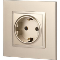 Розетка ЭРА Elegance 2P+E Schuko, 16A-250В, IP20, шампань 14-2101-04 Б0034268