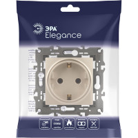 Розетка ЭРА Elegance 2P+E Schuko, 16A-250В, IP20, шампань 14-2101-04 Б0034268