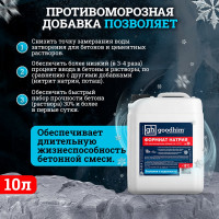 Противоморозная добавка (формиат натрия) Goodhim жидкий 25% до -15С 10л 63