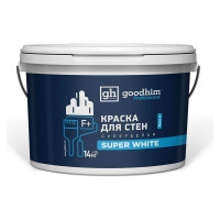Краска для стен, F+ стандарт, супербелая - 14кг, готовый раствор Goodhim 89212