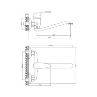 Настенный смеситель для кухни OLIVE'S 02410AV