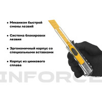 Строительный нож 18 мм в металлическом корпусе Inforce 06-02-10