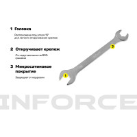 Рожковый ключ 13x14мм Inforce, Сталь Cr-V, профессиональный, 06-05-61