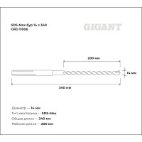 Бур SDS-Max (14x340 мм) Gigant GRD 11006