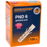 Нейлоновый дюбель ЕВРОПАРТНЕР PND-6 6х30mm, 100 шт 76082034