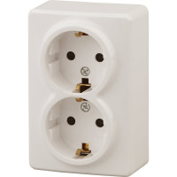 Розетка ЭРА 11-2205-02 2х2P E Schuko, 16A-250В, IP20, ОУ, Эксперт, сл.кость Б0020692