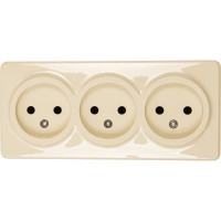 Розетка ЭРА 11-2207-02 3х2P, 16A-250В, IP20, ОУ, Эксперт, сл.кость Б0020698