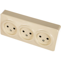 Розетка ЭРА 11-2207-02 3х2P, 16A-250В, IP20, ОУ, Эксперт, сл.кость Б0020698