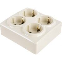 Розетка ЭРА 11-2211-02 4х2P E Schuko со шторками, 16A-250В, IP20, ОУ, Эксперт, сл.кость Б0020710