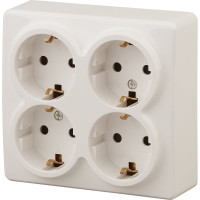 Розетка ЭРА 11-2211-02 4х2P E Schuko со шторками, 16A-250В, IP20, ОУ, Эксперт, сл.кость Б0020710