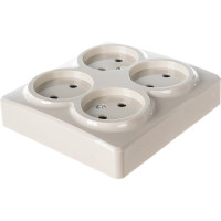 Розетка ЭРА 11-2210-02 4х2P, 16A-250В, IP20, ОУ, Эксперт, сл.кость Б0020707