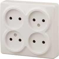 Розетка ЭРА 11-2210-02 4х2P, 16A-250В, IP20, ОУ, Эксперт, сл.кость Б0020707