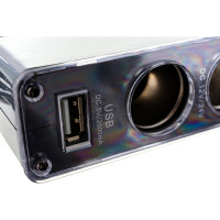 Разветвитель прикуривателя 3 гнезда + USB SKYWAY черный предохранитель 5А, USB 2000mA S02301024