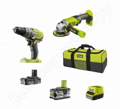 Ryobi one+ набор: r18dd3 + r18ag + rb18l20 + rb18l50 + rc18120 r18ddag-252s 5133003819