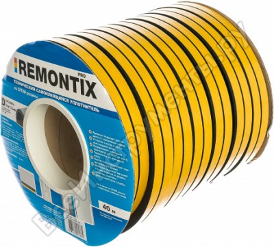 Remontix d40, 14x12 мм уплотнитель самоклеящийся, черный sd-55