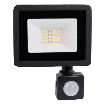 Светодиодный прожектор с встроенным датчиком 2835SMD 30W 6400K AC220V/50Hz IP65, черный в компактном корпусе SAFFIT SFL80-30 29523
