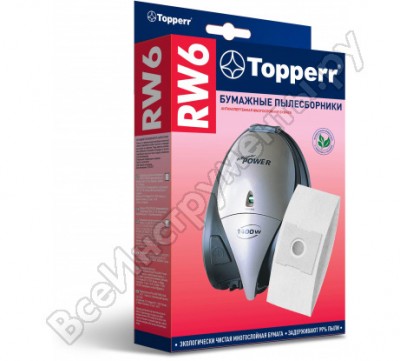 Topperr rw 6 пылесборник д/пылесоса rowenta spacio, 5 шт 1025