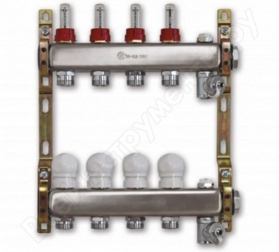 Te-sa коллектор в сборе 1 4 выхода под евроконус с расходомерами 220att2-06-04d