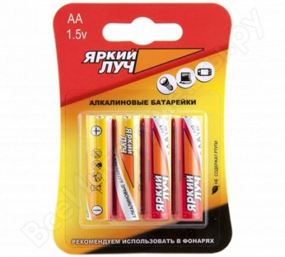Яркий луч батарейка щелочная lr6 aa 1.5в бл/4 4607175856560