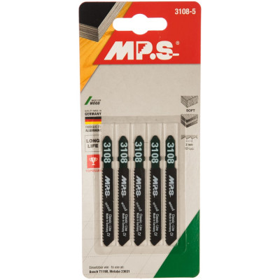 Mps пилки 75*55*2,0мм древес.,фанера,ДСП,изол.мат.,пластмасса h=2-30mm чистая распил. 5 шт/уп 3108